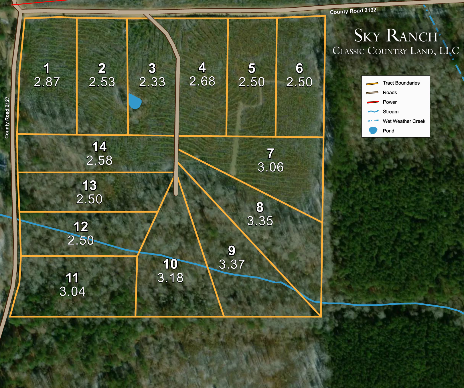 Plat map for Sky Ranch in Attala County, Mississippi